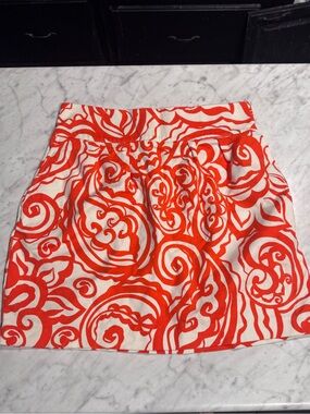 Merona White and Orange Swirl Print Mini Skirt